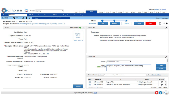 Review Items of Discrepency module screen