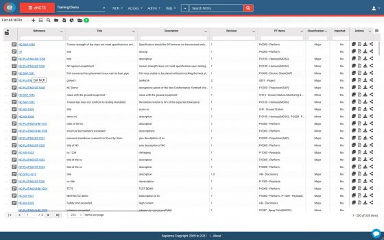 ECLIPSE Non-Conformance Tracking System module screen