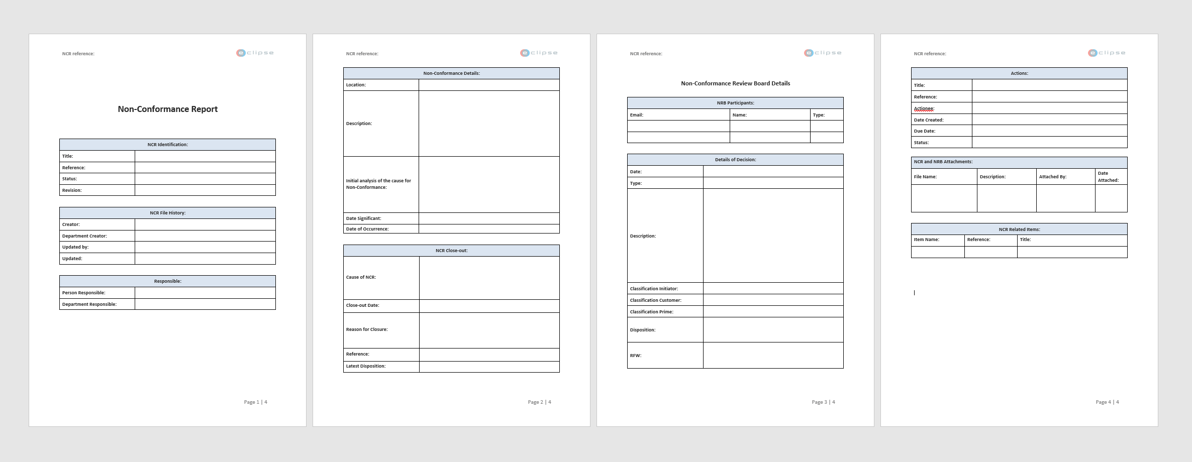 Non-Conformance Report Template Complex