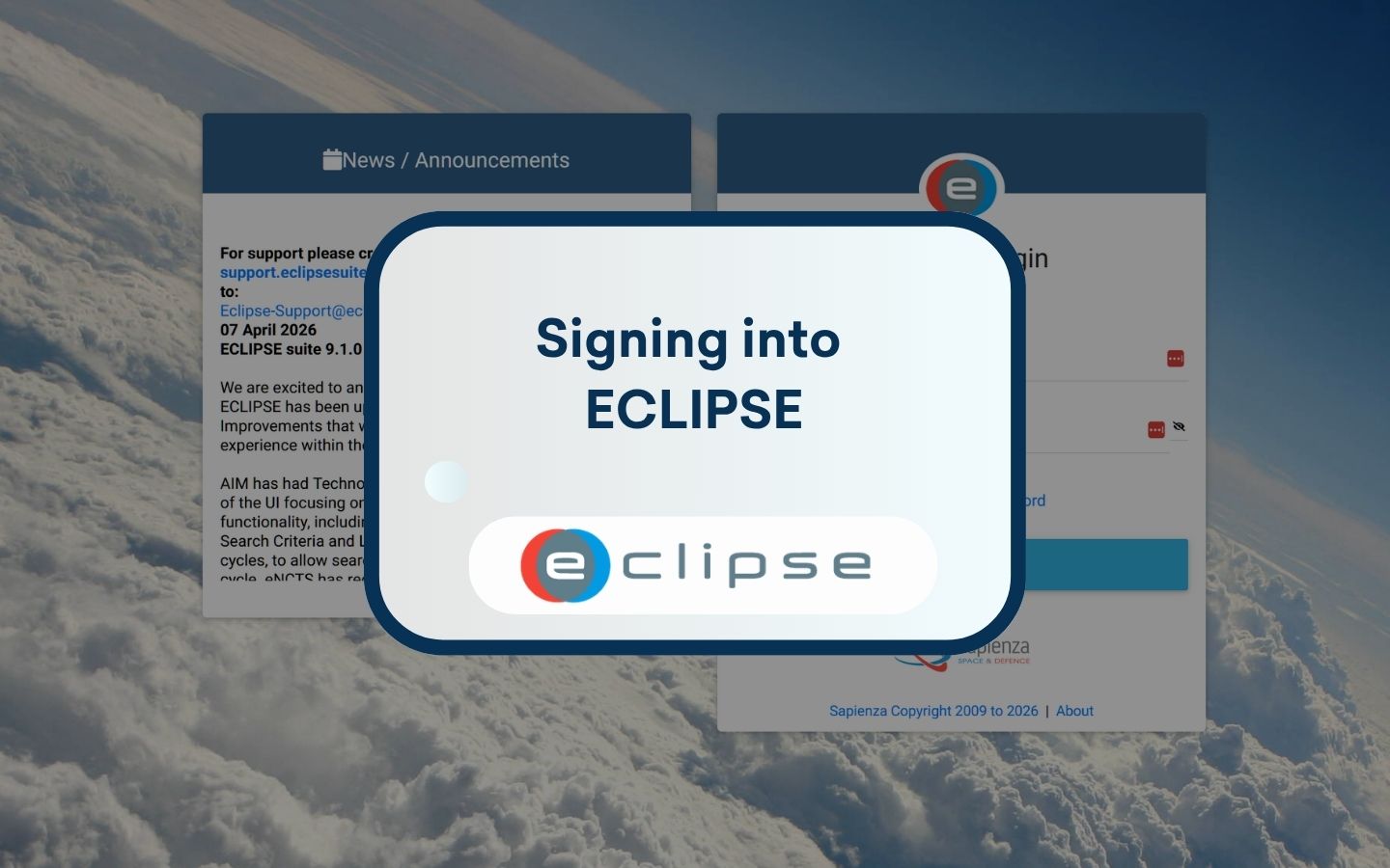 Signing into ECLIPSE Software Suite - ECLIPSE Suite